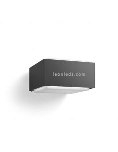 Aplique de pared cuadrado exterior casquillo bombilla E27 antracita Hedgehog Philips | LeónLeds Iluminación