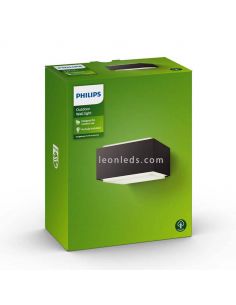 Aplique de pared cuadrado exterior casquillo bombilla E27 antracita Hedgehog Philips | LeónLeds Iluminación 2