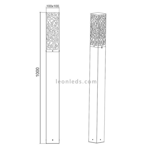 Farol exterior original antracite Cooper 1xE27 | LeónIluminação Leds | medidas abstratas da luminária de chão