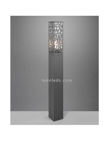 Baliza original antracita de exterior Cooper 1xE27 | LeónLeds Iluminación | lámpara de suelo abstracta pared gris