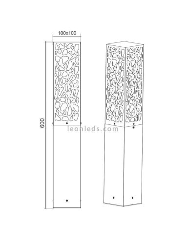 Poste exterior Cooper antracite 1xE27 | LeónIluminação Leds | medidas abstratas da lâmpada de parede