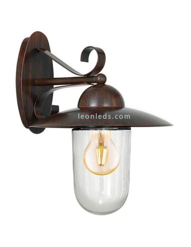 Aplique de pared E27 Milton marrón antiguo rústico  | LeonLeds Iluminación