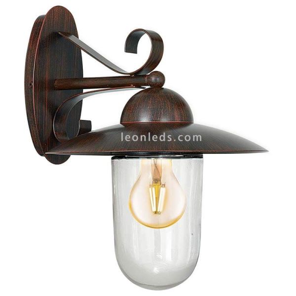 Aplique de pared E27 Milton marrón antiguo rústico  | LeonLeds Iluminación