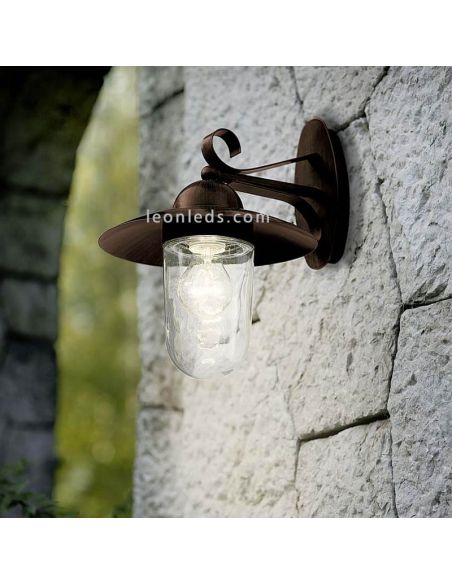 Aplique de pared E27 Milton marrón antiguo rústico  exterior| LeonLeds Iluminación