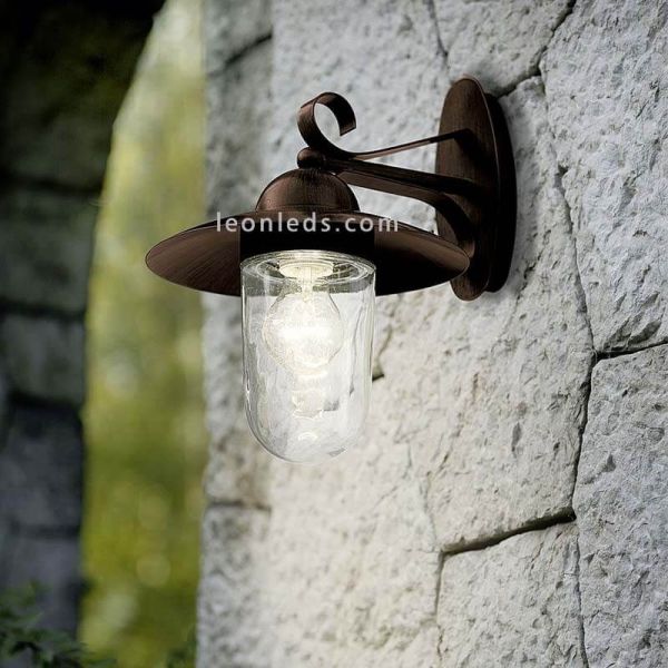 Aplique de pared E27 Milton marrón antiguo rústico  exterior| LeonLeds Iluminación
