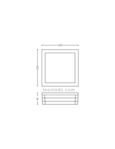 Plafonnier extérieur carré E27 série Moonshine Marque Philips dimensions | Éclairage LéonLeds