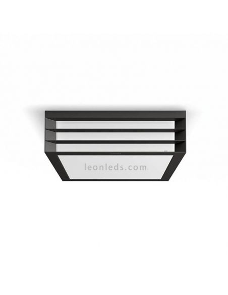 Plafón de techo exterior cuadrado dos bombillas tipo E27 Moonshine Philips | LeonLeds Iluminación