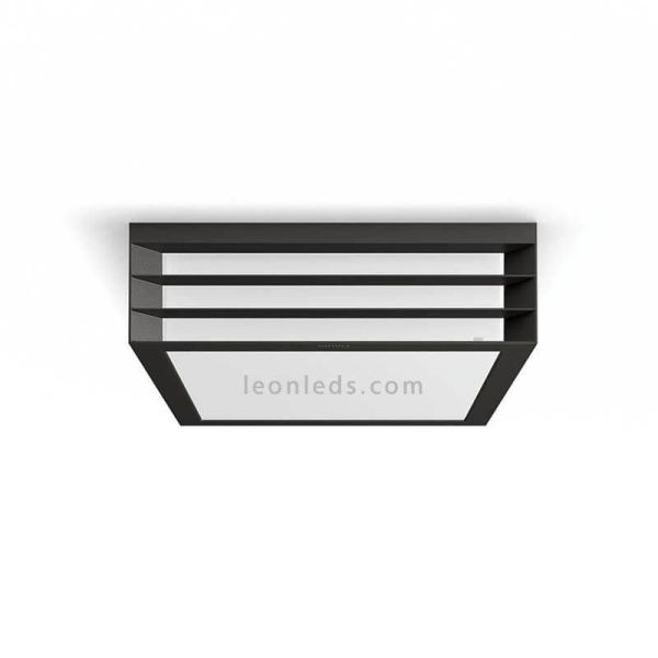 Plafonnier extérieur carré avec deux ampoules Philips Moonshine de type E27 | Éclairage LéonLeds