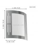 Dimensiones aplique City E27 decorativo Eglo Iluminación | LeonLeds Iluminación