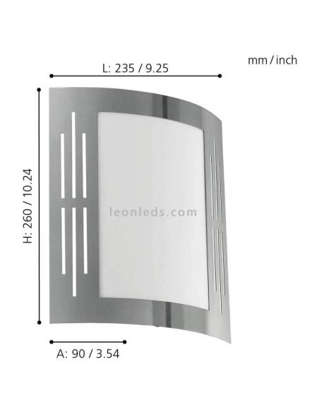 Dimensiones aplique City E27 decorativo Eglo Iluminación | LeonLeds Iluminación