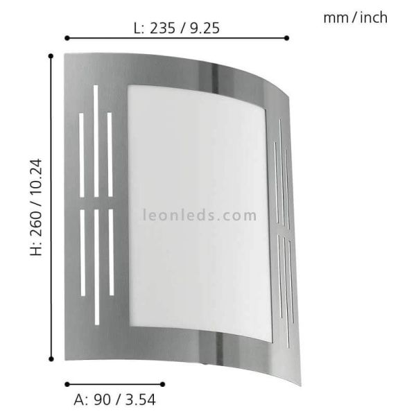 Dimensiones aplique City E27 decorativo Eglo Iluminación | LeonLeds Iluminación
