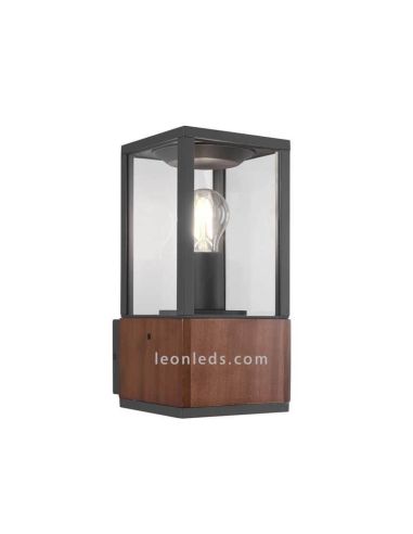 Aplique para exterior de madera rústico Garonne 1xE27 | LeónLeds Iluminación  | Lámpara de pared vintage