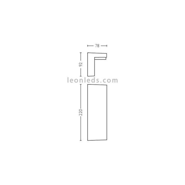 Aplique LED de pared para zonas de exterior aluminio Bustan dimensiones marca Philips | LeonLeds Iluminación