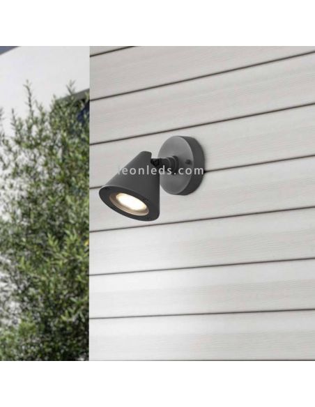 Aplique para exterior abatible antracita de aluminio Kaveri 1XGU10 | LeónLeds Iluminación | campana ambiente
