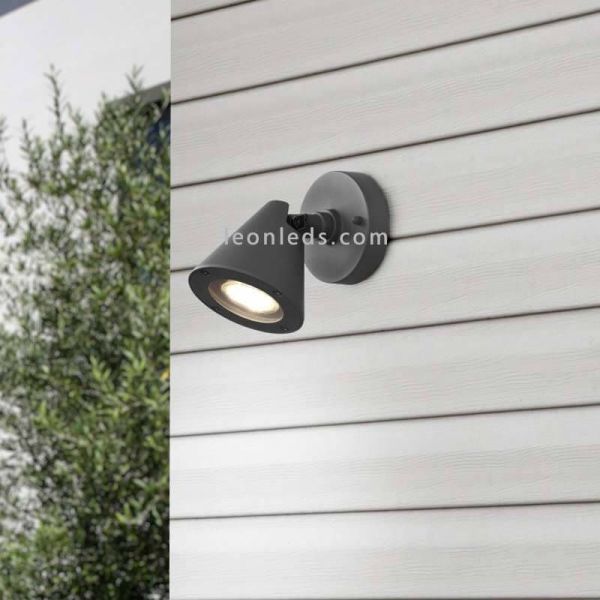 Aplique para exterior abatible antracita de aluminio Kaveri 1XGU10 | LeónLeds Iluminación | campana ambiente