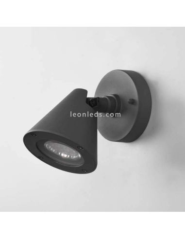 Aplique para exterior abatible antracita de aluminio Kaveri 1XGU10 | LeónLeds Iluminación | campana pared gris apagado