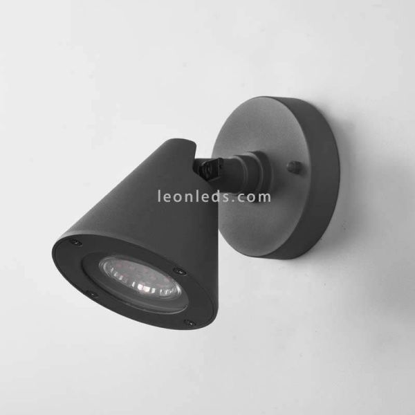 Aplique para exterior abatible antracita de aluminio Kaveri 1XGU10 | LeónLeds Iluminación | campana pared gris apagado