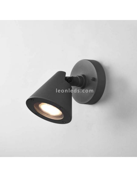 Aplique para exterior abatible antracita de aluminio Kaveri 1XGU10 | LeónLeds Iluminación | campana pared gris