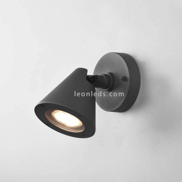 Aplique para exterior abatible antracita de aluminio Kaveri 1XGU10 | LeónLeds Iluminación | campana pared gris