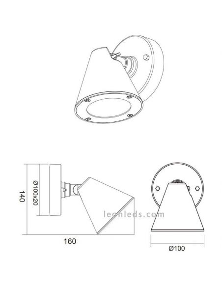 Aplique para exterior abatible antracita de aluminio Kaveri 1XGU10 | LeónLeds Iluminación | campana medidas