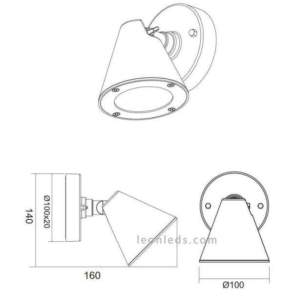 Aplique para exterior abatible antracita de aluminio Kaveri 1XGU10 | LeónLeds Iluminación | campana medidas