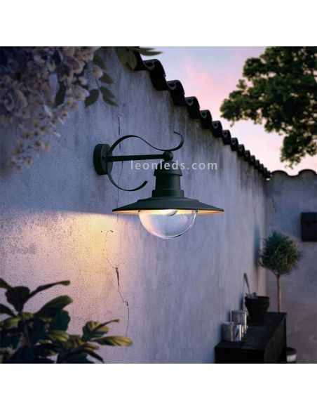 Aplique exterior estilo vintage E27 fabricado con aluminio color negro Topiary Philips | LeonLeds Iluminación