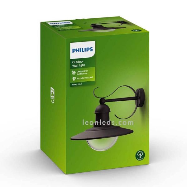 Aplique para exterior vintage E27 aluminio serie Topiary foto del paquete marca Philips | LeonLeds Iluminación