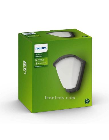 Aplique para exterior de aluminio E27 serie Kiskadee foto del paquete marca Philips | LeonLeds Iluminación