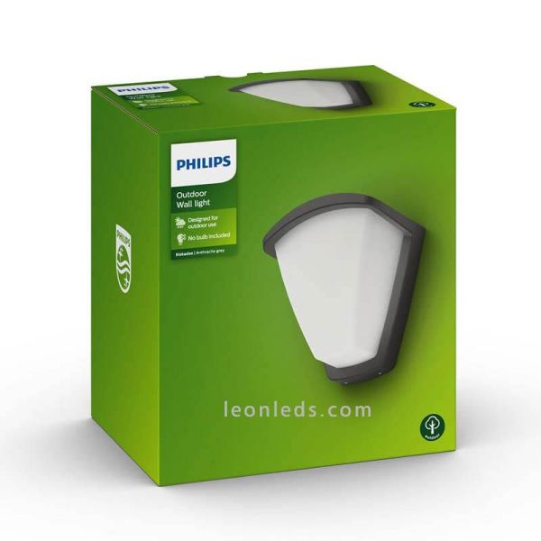 Aplique para exterior de aluminio E27 serie Kiskadee foto del paquete marca Philips | LeonLeds Iluminación
