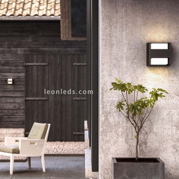 Arandela LED quadrada para exterior Arbor 2 luzes 2x4,5W Philips | Leon Iluminação LED