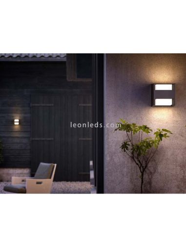 Arandela LED quadrada bidirecional para exterior Arbor 2x4,5W Philips | Leon Iluminação LED
