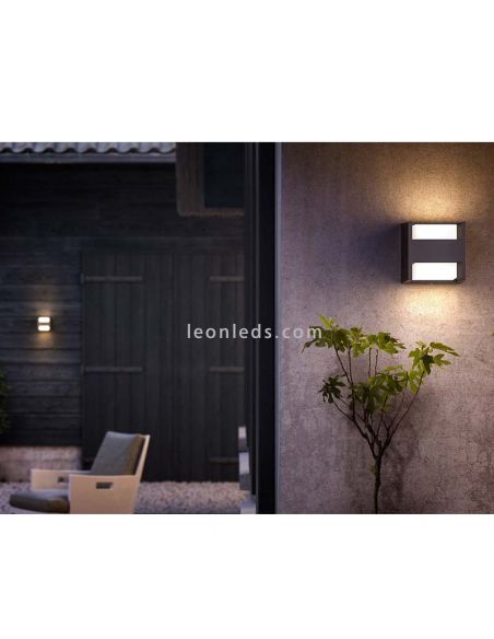 Arandela LED quadrada bidirecional para exterior Arbor 2x4,5W Philips | Leon Iluminação LED