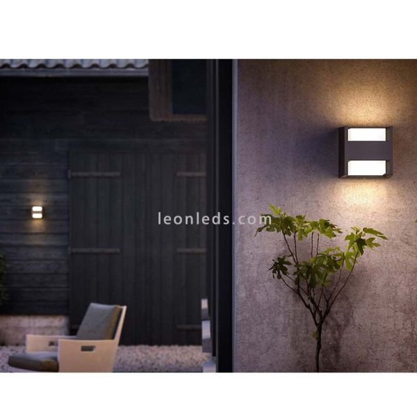 Arandela LED quadrada bidirecional para exterior Arbor 2x4,5W Philips | Leon Iluminação LED