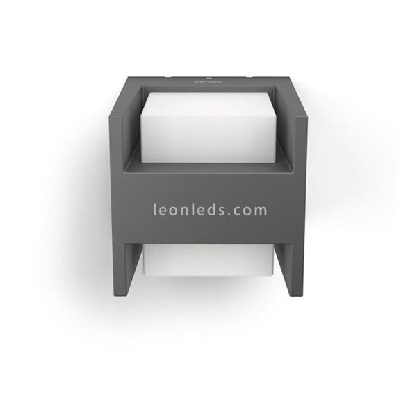 Aplique LED exterior cuadrado Arbour antracita 2x4.5W Philips | LeonLeds Iluminación