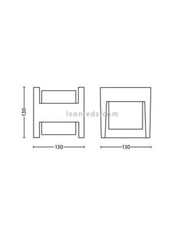 Dimensiones aplique LED exterior cuadrado Arbour 2x4.5W Philips | LeonLeds Iluminación