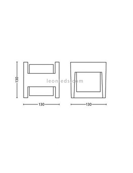 Dimensiones aplique LED exterior cuadrado Arbour 2x4.5W Philips | LeonLeds Iluminación
