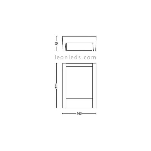 Aplique LED de pared para exterior aluminio serie Arbour dimensiones marca Philips | LeónLeds Iluminación