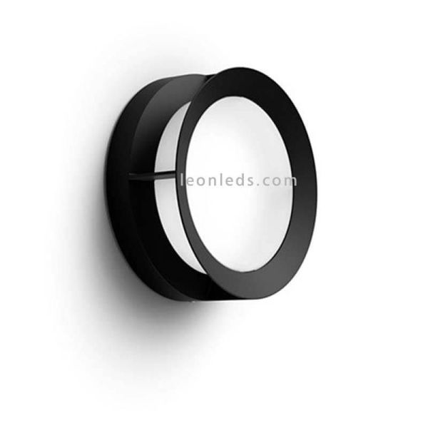 Aplique LED redondo Actea negro exterior 12W Philips | LeonLeds Iluminación