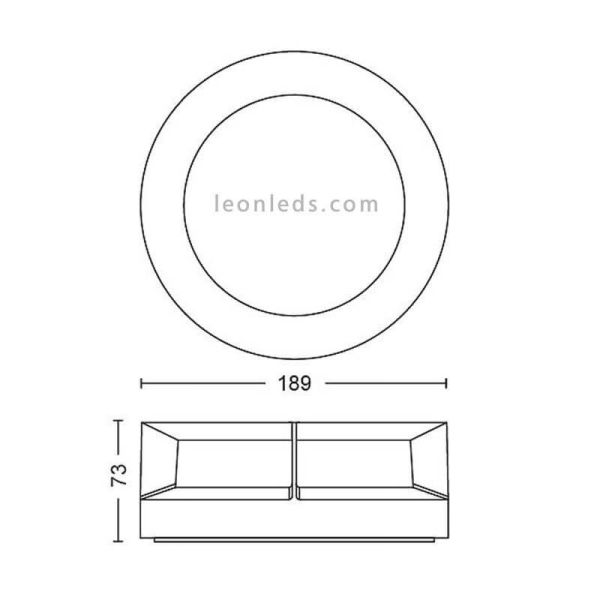 Dimensions applique murale LED ronde Actea outdoor noir 12W Philips | Éclairage LeonLeds