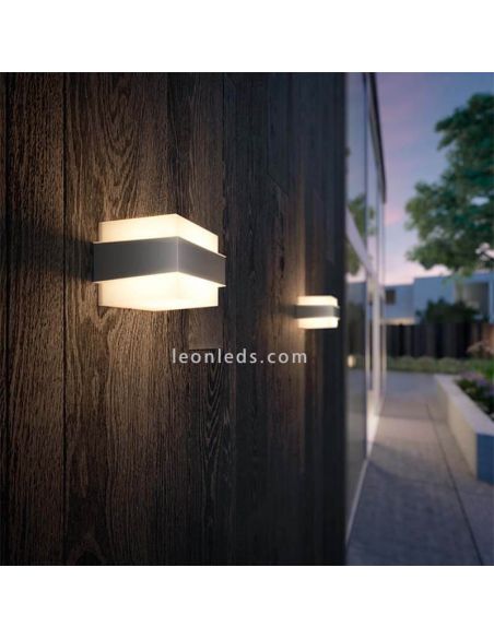 Applique murale d'extérieur E27 Shovel bidirectionnelle carrée en acier inoxydable Philips | Éclairage LeonLeds