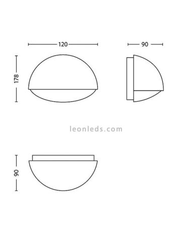 Dimensions Applique murale LED Dust anthracite extérieur IP44 Philips | Éclairage LeonLeds