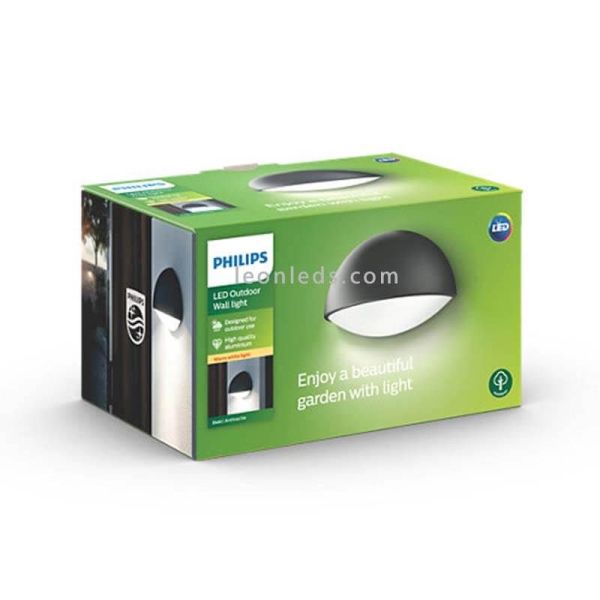 Embalaje aplique LED de pared Dust antracita exterior IP44 Philips | LeonLeds Iluminación