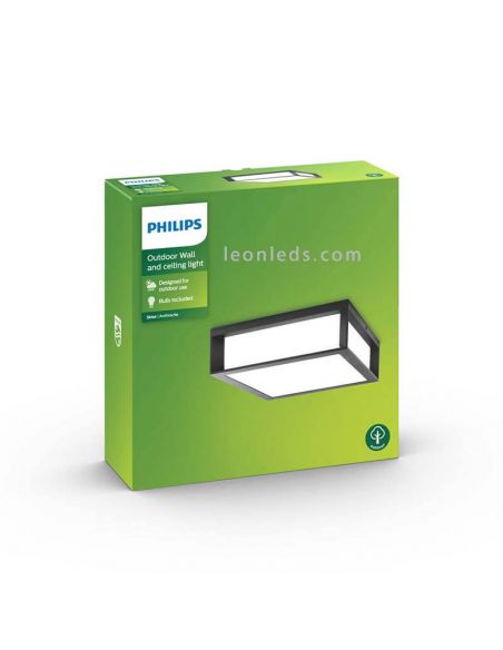 Aplique o Plafón exterior 2 x E27 serie Skies foto del paquete marca Philips | LeonLeds Iluminación