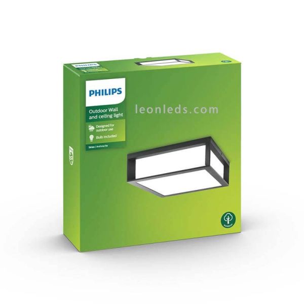 Aplique o Plafón exterior 2 x E27 serie Skies foto del paquete marca Philips | LeonLeds Iluminación
