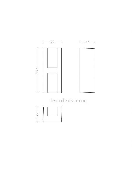 Aplique LED exterior de pared IP44 Shadow dimensiones Philips | LeonLeds Iluminación