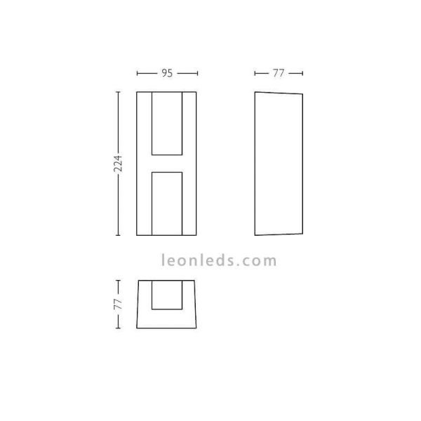 Aplique LED exterior de pared IP44 Shadow dimensiones Philips | LeonLeds Iluminación