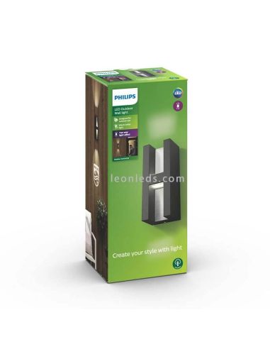 Lâmpada de parede LED externa IP44 Shadow photo do pacote da marca Philips | Leon Iluminação LED