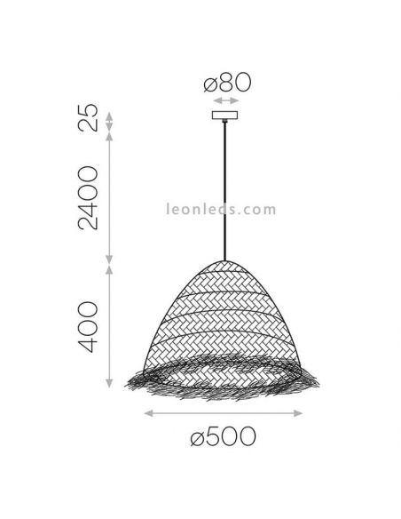 Suspension Samira en raphia naturel Dimensions ACB | Éclairage LeonLeds