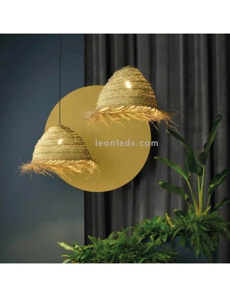 Lámpara colgante Samira de rafia natural  ACB interior| LeonLeds Iluminación