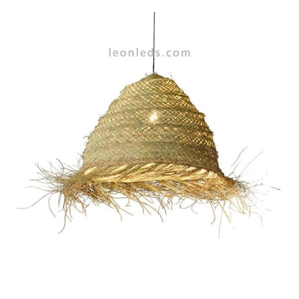 Luminária pendente Samira de ráfia natural ACB | Leon Iluminação LED